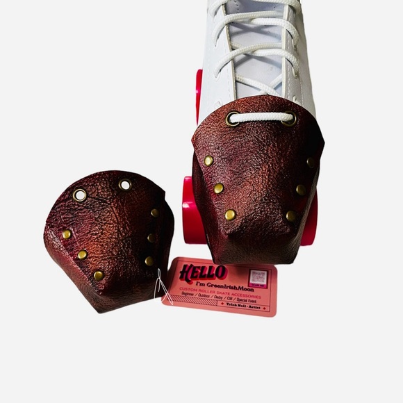 Oxblood leather roller skates toe guards    Roller skate toe caps - Picture 8 of 8